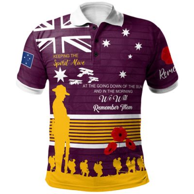 Australia Broncos Anzac Custom Polo Shirt - Keeping the Spirit Alive Polo Shirt
