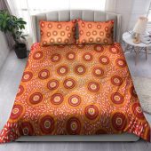 Australia Aboriginal Inspired Bedding Set - Aboriginal Connection Concept Artwork Orange Color