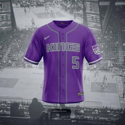 NBA Sacramento Kings Custom Name Number Purple Baseball Jersey