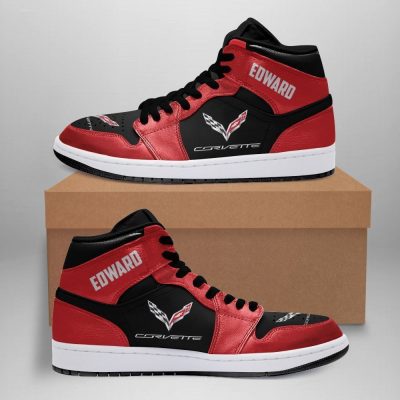 Chevrolet Corvette Red Custom Name Air Jordan 1 High Sneakers