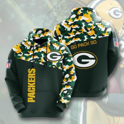 NFL Green Bay Packers Dark Green Gold Camo Pullover Hoodie