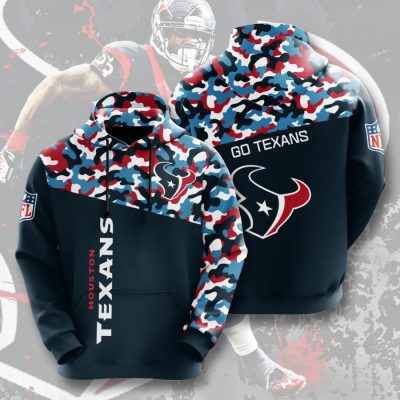 NFL Houston Texans Deep Steel Blue Battle Red Camo Pullover Hoodie