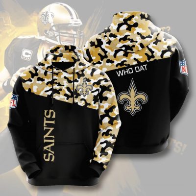 NFL New Orleans Saints Black Old Gold Camo Pullover Hoodie