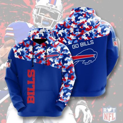 NFL Buffalo Bills Blue Red Camo Pullover Hoodie