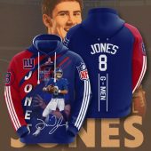 NFL New York Giants Daniel Jones Dark Blue Red Stripes Pullover Hoodie