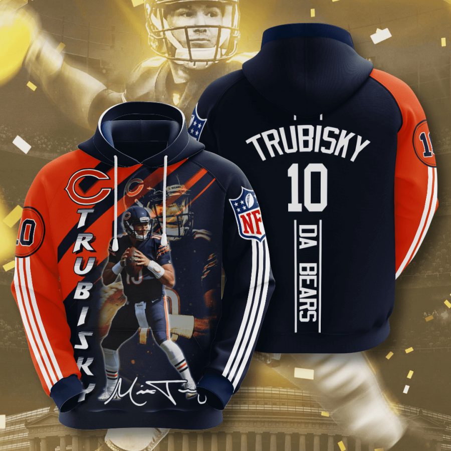 NFL Chicago Bears Mitchell Trubisky Dark Navy Orange Pullover Hoodie NFL Chicago Bears Mitchell Trubisky Dark Navy Orange Pullover Hoodie