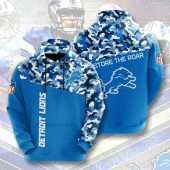 NFL Detroit Lions Honolulu Blue Black Camo Pullover Hoodie