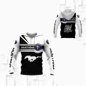 Ford Mustang Black White Pullover Hoodie V2