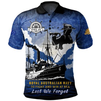 Australia Polo Shirt Anzac Day Royal Australian Navy Camouflage Style