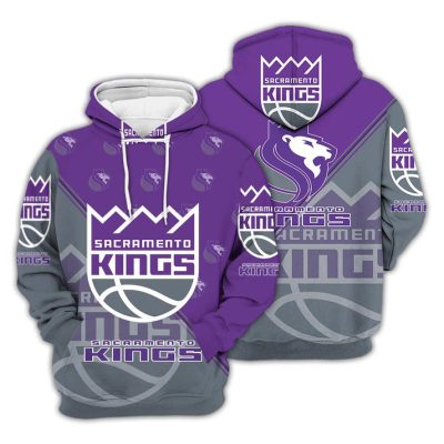 NBA Sacramento Kings Gray Purple Half Style Ugly Christmas Pullover Hoodie