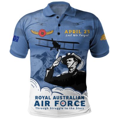 Australia Polo Shirt Anzac Day Royal Australian Air Force Gallipoli Skies