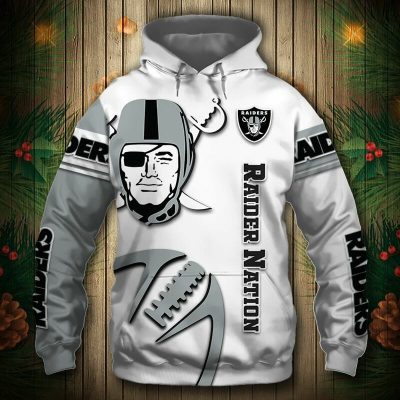 NFL Las Vegas Raiders White Grey Pullover Hoodie