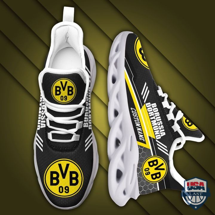 Borussia Dortmund Custom Name Black Yellow Max Soul Shoes Borussia Dortmund Custom Name Black Yellow Max Soul Shoes