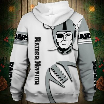 NFL Las Vegas Raiders White Grey Pullover Hoodie