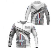 Ford Mustang White Gray Pullover Hoodie