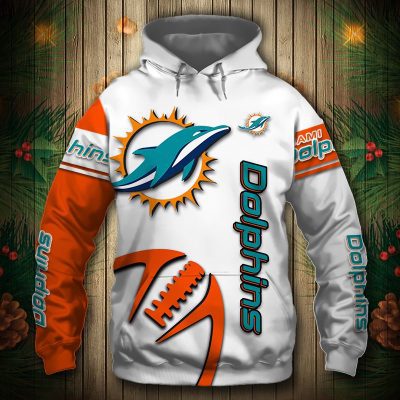 NFL Miami Dolphins White Orange Pullover Hoodie