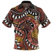 Australia Rainbow Serpent Aboriginal Polo Shirt - Aboriginal Dot Art Snake Artwork Polo Shirt