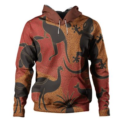 Australia Aboriginal Hoodie - Aboriginal Dot Art With Animals Hoodie