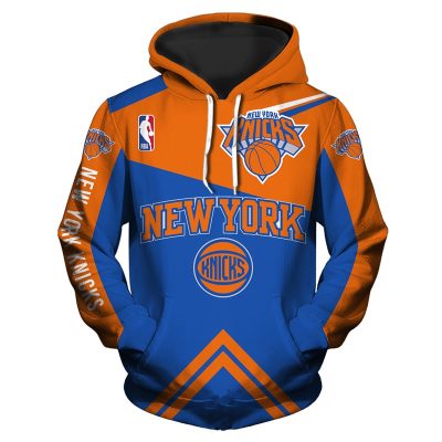NBA New York Knicks Orange Blue Pullover Hoodie