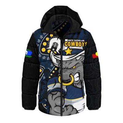 North Queensland Cowboys Hooded Padded Jacket NAIDOC Indigenous Warrior Spirit