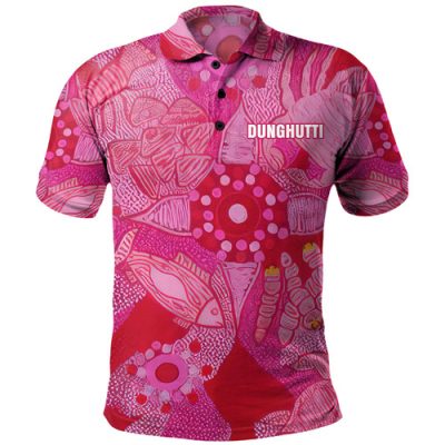 Custom Australia Polo Shirt  Aboriginal Dot Painting Pink