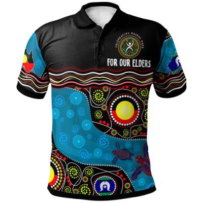 Naidoc Week Polo Shirt - Custom Australia Culture Art With River And Tortoise Aboriginal Inspired Dot Art Polo Shirt