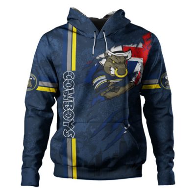 North Queensland Cowboys Hoodie - Happy Australia Day Flag Scratch Style