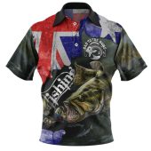 Australia Fishing Polo Shirt - Bad To The Bone Fishing Australia Flag Vintage Polo Shirt