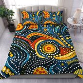 Australia Aboriginal Bedding Set - Traditional Australian Aboriginal Native Design (Black) Ver 5 Bedding Set