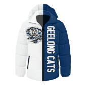 Geelong Cats Hooded Padded Jacket Warrior's Heart Ignites