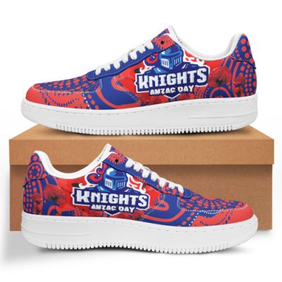 Newcastle Knights Anzac Day Low Top Sneakers F1 - Remembrance Indigenous Newcastle Knights With Poppy Flower Low Top Sneakers