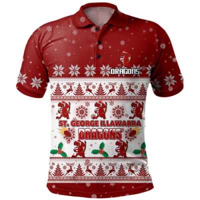 St. George Illawarra Dragons Christmas Custom Polo Shirt - Special Ugly Christmas Polo Shirt