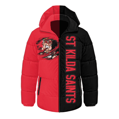 St Kilda Hooded Padded Jacket Warrior's Heart Ignites