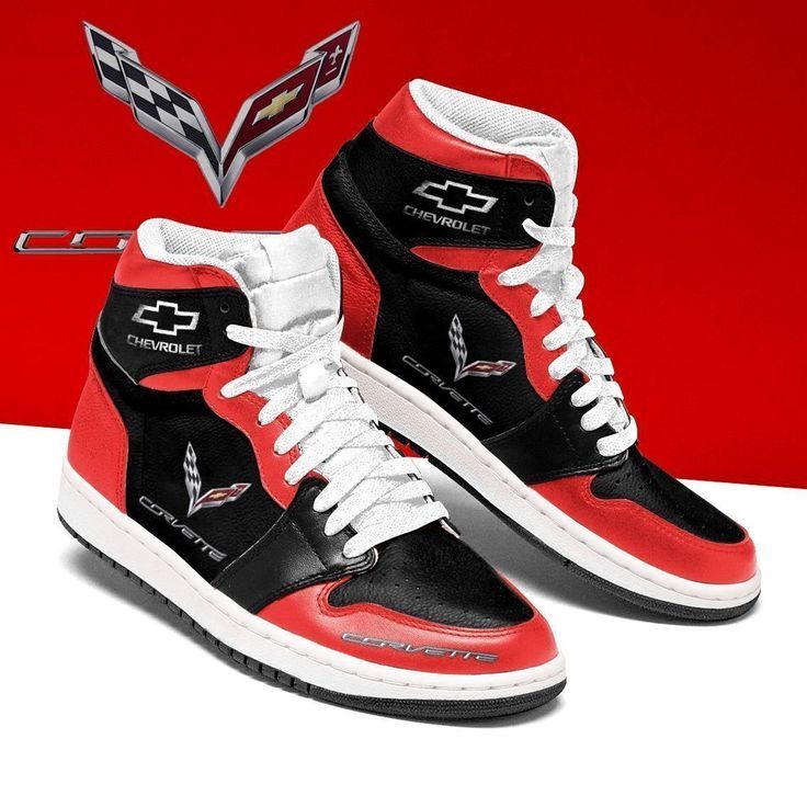 Chevrolet Corvette Red Black Air Jordan 1 High Sneakers Chevrolet Corvette Red Black Air Jordan 1 High Sneakers
