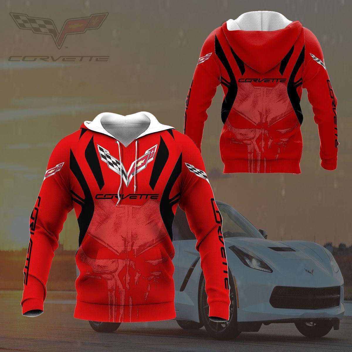 Chevrolet Corvette Red Pullover Hoodie V3 Chevrolet Corvette Red Pullover Hoodie V3