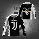Juventus FC Bianconeri Black White Pullover Hoodie