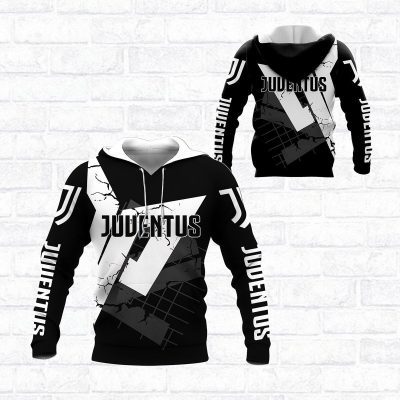 Juventus FC Black White Pullover Hoodie