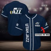 NBA Utah Jazz Custom Name Navy Baseball Jersey