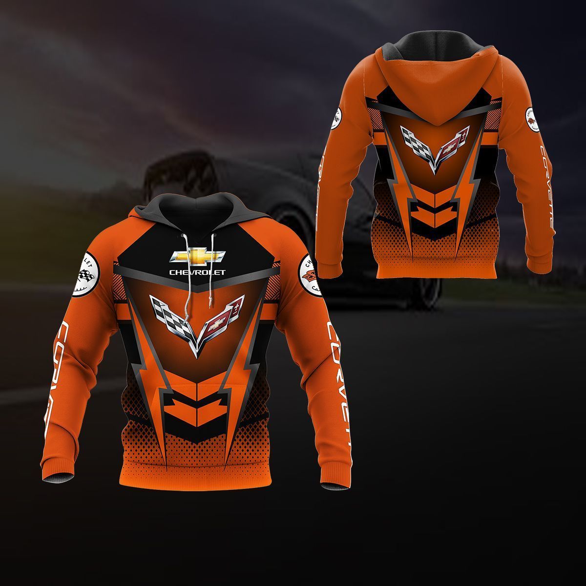 Chevrolet Corvette Orange Pullover Hoodie Chevrolet Corvette Orange Pullover Hoodie