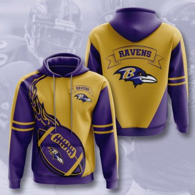 NFL Baltimore Ravens Purple Fire Pullover Hoodie
