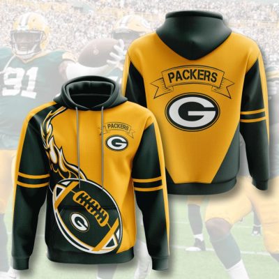 NFL Green Bay Packers Dark Green Fire Pullover Hoodie