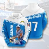 NFL Los Angeles Chargers Philip Rivers Powder Blue White Pullover Hoodie