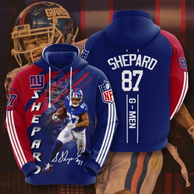 NFL New York Giants Sterling Shepard Dark Blue Red Stripes Pullover Hoodie