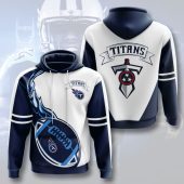 NFL Tennessee Titans Navy White Fire Pullover Hoodie