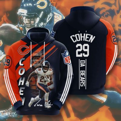 NFL Chicago Bears Tarik Cohen Dark Navy Orange Pullover Hoodie