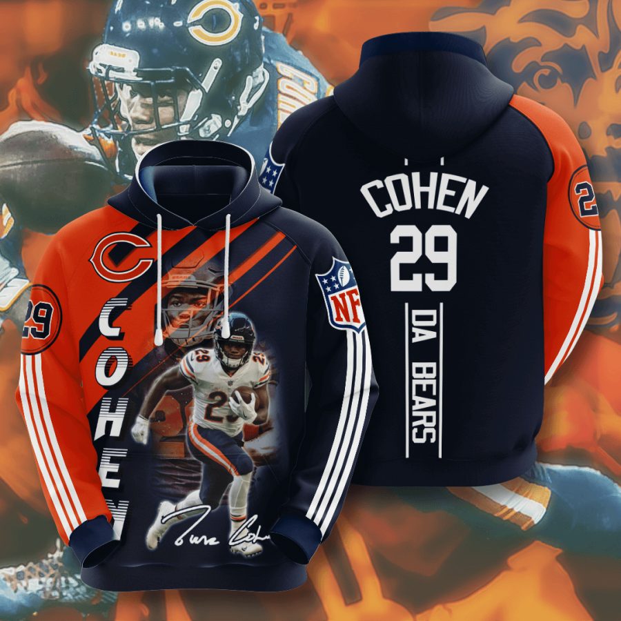 NFL Chicago Bears Tarik Cohen Dark Navy Orange Pullover Hoodie NFL Chicago Bears Tarik Cohen Dark Navy Orange Pullover Hoodie