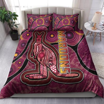 Maroons Rugby Bedding Set - Custom Maroons Kangaroo Bedding Set