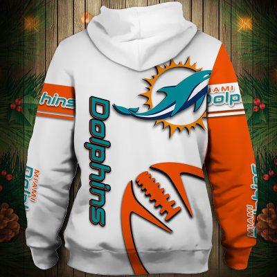 NFL Miami Dolphins White Orange Pullover Hoodie