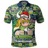 Canberra Raiders Polo Shirt Merry Ugly Christmas Comic Style