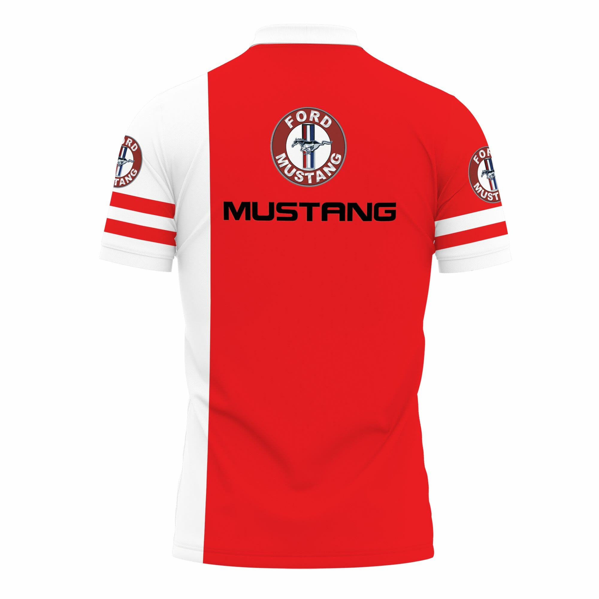 Ford Mustang Red White Split Polo Shirt Ford Mustang Red White Split Polo Shirt